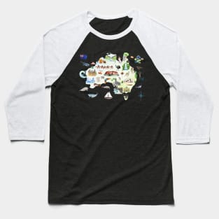 Illustrated Map of Australia Baseball T-Shirt